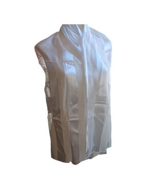 13x60 Vintage White Rectangular Striped Scarf Wrap Polyester Lightweight Korea